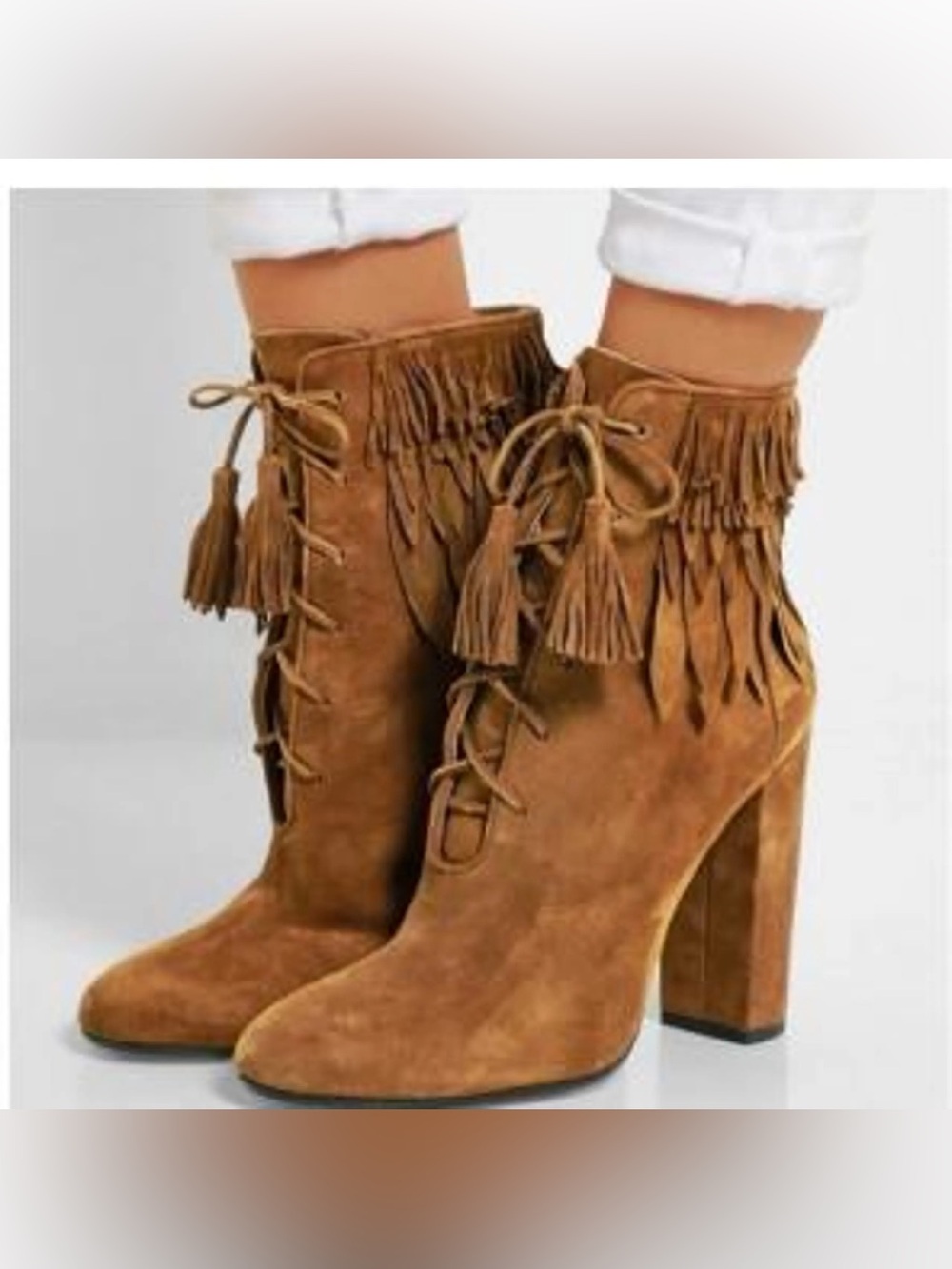 AQUAZZURRA Fringe Laceup Ankle Boots